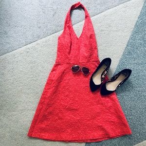 Ann Taylor Petite Coral Halter Sun Dress